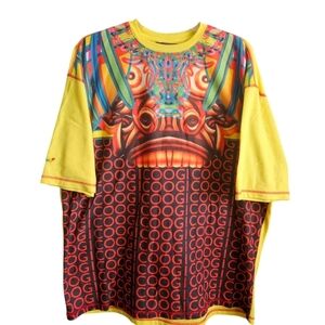 COOGI Vintage T-Shirt Mens Spellout Tribal Aztec Face Colorful Rare! XXXL